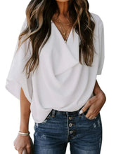Women's Casual Draped V-Neck Blouse
