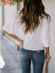 Women's Casual Draped V-Neck Blouse