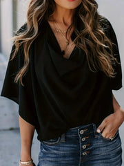 Women's Casual Draped V-Neck Blouse