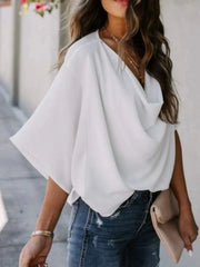 Women's Casual Draped V-Neck Blouse