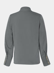 Women's Elegant Satin Feel Shirt, Lapel Collar with Button Detail