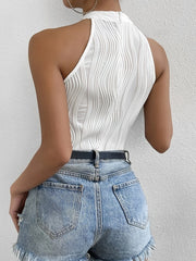 Women's Halter Neck Sleeveless Knit Sexy Tank Bodysuit Top