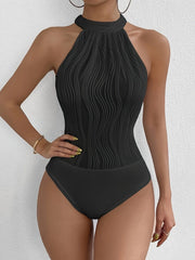 Women's Halter Neck Sleeveless Knit Sexy Tank Bodysuit Top