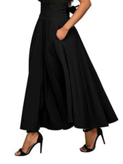Women's High Waist Pleated Midi Skirt A-Line, Belted & Flowy with Pockets