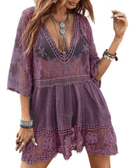 Women's Lace Bathing Suit Cover Up V-Neck