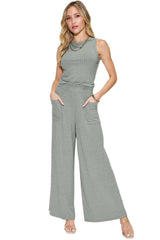 Women's Trendy Stretch Ribbed Tank & Wide Pants Set