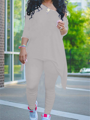 Plus Size Two Piece One Shoulder Tops+ Pants