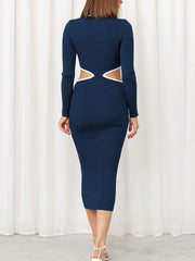 Langärmliges, figurbetontes Midikleid mit Rundhalsausschnitt und Cut-outs