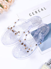 Chanclas de patchwork con remaches de perla