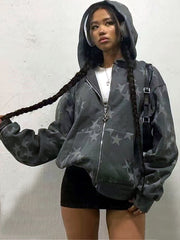 Chaquetas de manga larga con cremallera y estampado de estrellas