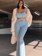 Conjunto de chaleco sin mangas liso y pantalones acampanados