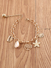 Pulsera de concha, estrella de mar, vieira y corazón