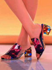 Sandalias gruesas con parches de cristales coloridos