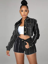 Chaquetas vaqueras de manga larga con botones rotos