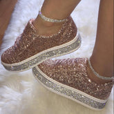 Zapatillas planas con cordones y brillo
