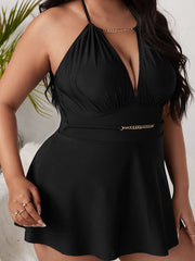 Trajes de baño de talla grande con cuello halter y espalda descubierta