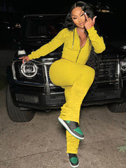 Two Piece Zip Up Hoodies Top Long Pants