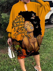 Lange Ärmel Bedruckte Midikleider in Übergröße