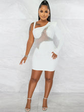 One-Shoulder-Strass-Pailletten-Bodycon-Minikleider