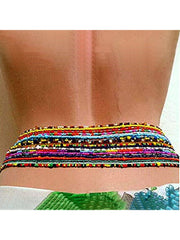 Cinturones étnicos multicapa multicolor