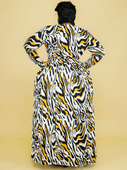 Two Piece Leopard Top Maxi Skirt Plus Size Set