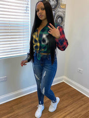 Camisas ajustadas de manga larga con bloques de color y cuadros