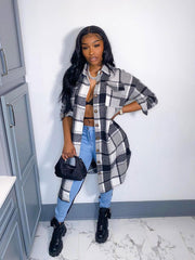 Camisa a cuadros de manga larga Abrigos largos