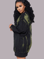 Long Sleeves Tie Dyed Print Pullover