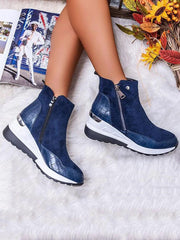 Botines de PU con cremallera lateral y parches