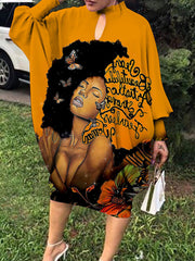 Lange Ärmel Bedruckte Midikleider in Übergröße