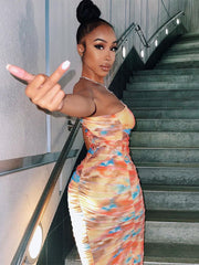 Vestidos midi con estampado tie dye y un solo hombro