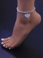 Elegantes tobilleras con colgante de corazón de diamantes de imitación