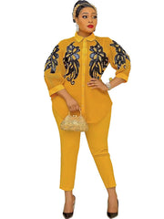 Three Piece Floral Mesh Patchwork Pant Suits