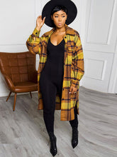 Abrigos largos con estampado de cuadros y solapa de manga larga