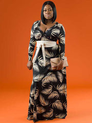 V Neck Floral Print Boho Maxi Dress