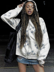 Chaquetas de manga larga con cremallera y estampado de estrellas