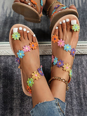Sandalias con aro para el dedo del pie con estampado floral