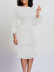 Asymmetrische, figurbetonte Midikleider mit Laternenärmeln