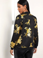 Chaquetas con cremallera y estampado floral de manga larga