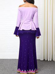 Vestidos maxi ajustados con volantes y estampado floral de manga larga