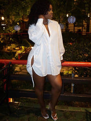 Vestidos camiseros de manga larga con botones y cordón