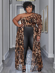 Long Sleeve One Shoulder Print Maxi Dresses