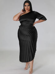 Vestidos largos fruncidos con cordones y un solo hombro