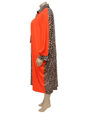 Vestidos midi de manga larga con patchwork de leopardo