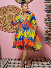 Vestidos midi con estampado floral, cuello en V y manga larga