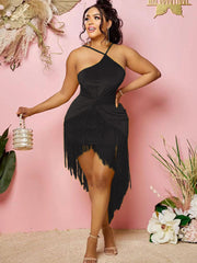 Sleeveless Halter Tassels Mini Dresses