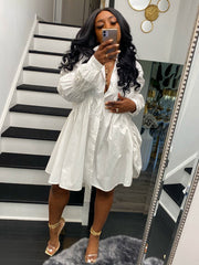 Long Sleeve Lapel Button Shirt Mini Dresses