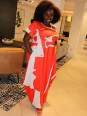 Kurzarm Bedruckte Freizeit-Maxikleider