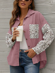 Leopard Patchwork Button Down Shirt