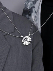 Collares de cadena de una pieza con luna y estrella para pareja